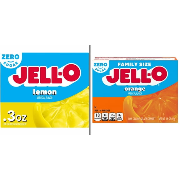 Jell-O Sugar Free Lemon Gelatin 0.3 oz & Jell-O Zero Sugar Orange 0.6 oz