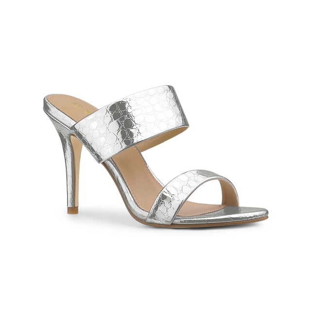 BLISSFUL STEP Women's Open Toe Stiletto Slide Heeled Sandals