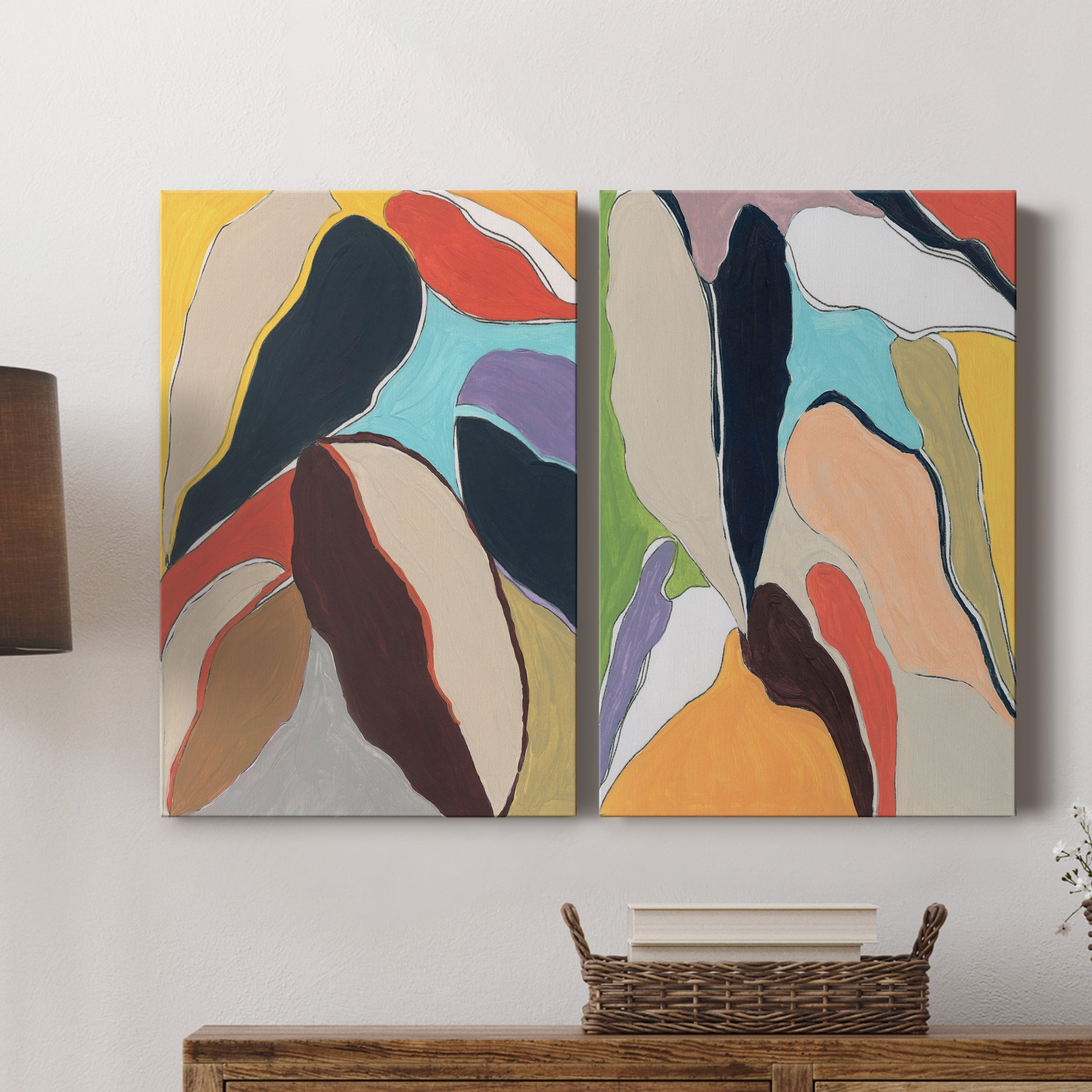 Botanical Revisit I Premium Gallery Wrapped Canvas - Ready to Hang - Set of 2 - 32 x 48 Each
