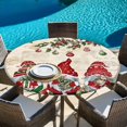 thumbnail image 6 of Red Beige Gnomes Christmas Round Tablecloth, Fitted Table Cover with Elastic for 45"-54" Round Tables, Xmas Ball Gifts Snowflake Table Cloth Outdoor Indoor Dinning Party Waterproof Tablecloths, 6 of 7