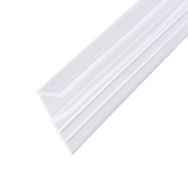 Uxcell 0.43''x0.24''x118.11'' F-Type Sello Lateral Inferior de Puerta de Vidrio Sin Marco de Plástico Claro 1pcs