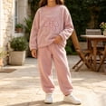 thumbnail image 5 of Amidoa Girls 2 Piece Outfits Fall Winter Clothes Long Sleeve Sweatshirt and Jogger Pants Kids Clothing Sets Pink Size 11-12 Years, 5 of 7