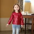thumbnail image 6 of ATOGUTA Faux Leather Jacket Girls Turn-Down Collar Long Sleeve Outerwear Coats Size 2T-14, Red, 6 of 6