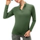thumbnail image 1 of Camiseta deportiva de manga larga para mujer, polar, cálido, con cremallera en un cuarto, senderismo Abanopi Verde/XX-grande, 1 of 7