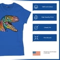 thumbnail image 4 of Tee Hunt Colorful Raptor T-Shirt Dean Russo Neon Dinosaur Pattern Women's T-Shirt Tee, Blue, Large, 4 of 5