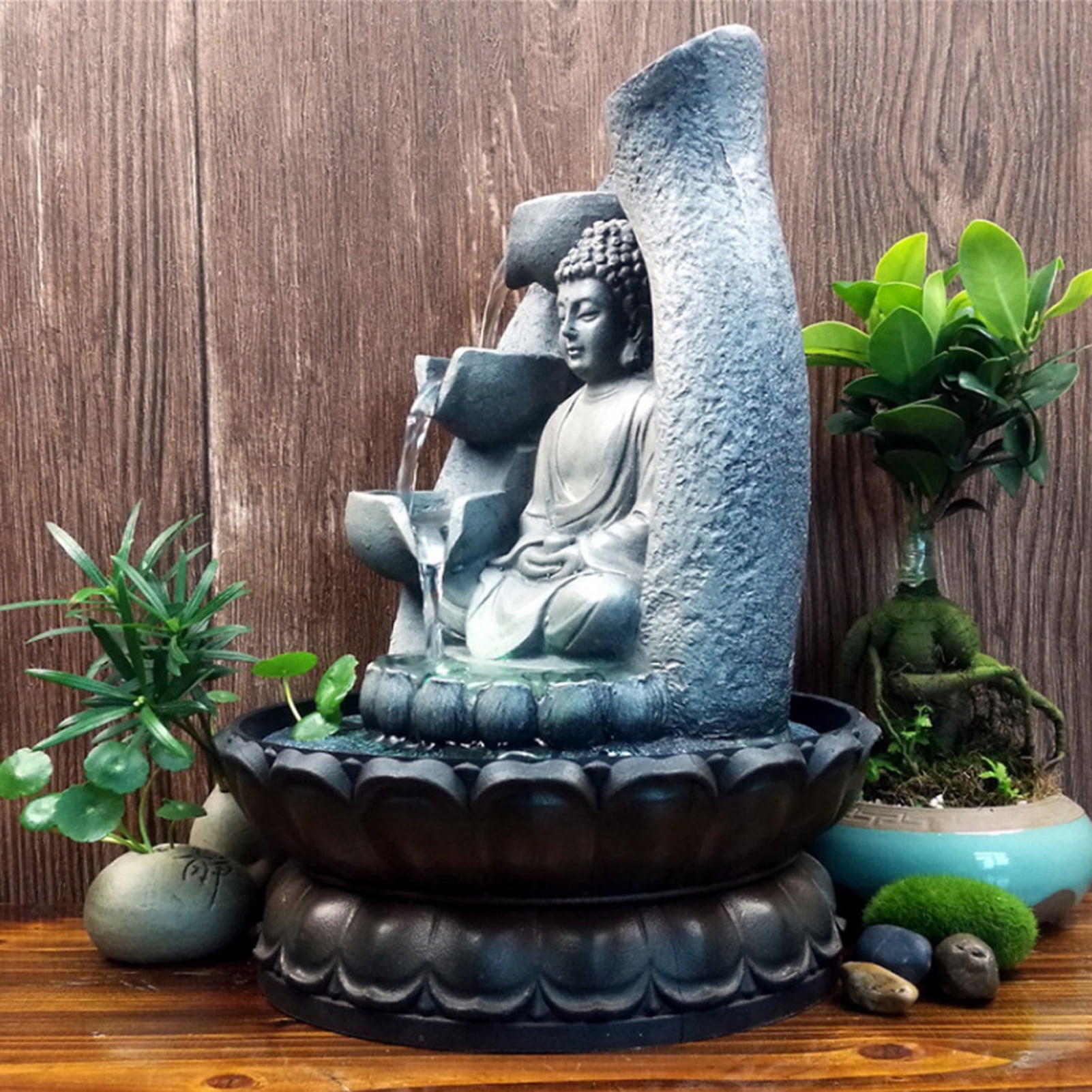 Lightweight Buddha Statue Water Fountain Tabletop Fountain, Desktop Fountain, For Home Office US