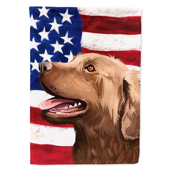 Chesapeake Bay Retriever American Flag Flag Canvas House Size