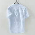 thumbnail image 4 of Mens Shirts Summer Men's Baggy Cotton Linen Solid Short Sleeve Button Retro T Shirts Tops Blouse, 4 of 6