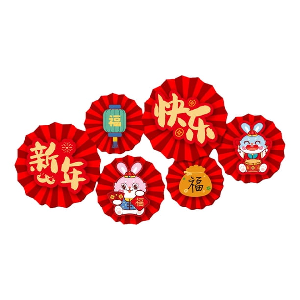 Pegatinas de pared con flores de papel para decorar la pared con buenos deseos, decoración tradicional china estilo F