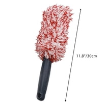 Microfiber Long Handle Tire Brush for Car Wheels & Hub Cleaning | 11.8 Inch Soft Bristle Brush with Comfort Grip | 1-Pack