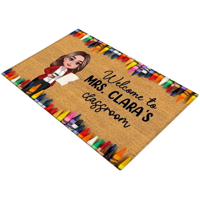 TIELUTT Classroom Door Mat Teacher Crayon Welcome to Classroom Doormat Back to School Classroom Welcome Classroom for Loving Room Rugs Small Soft Throw Blanket Flurry Rug Blanket Throws under 20 Throw