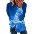 thumbnail image 2 of Craaazy Women's Christmas Long Sleeve Shirts Colorful Snowflake Christmas Tree Printed Round Neck Xmas Tops Gifts, 2 of 5