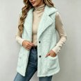 thumbnail image 2 of LUVDA Fleece Lapel Vest for Women - Button Up Sleeveless Warm Jacket with Pockets for Casual Outdoor Fall Winter Layering, 2 of 7