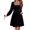 Black, variant on Women's Velvet Long Sleeve A Line Dress with Belted Silhouette Ninety Two Percent Polyester and Eight Percent Spandex