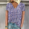 thumbnail image 1 of DPTALR T-Shirt Décontracté à Manches Courtes à Col en V Imprimé pour Femmes Hauts Blouses, 1 of 4