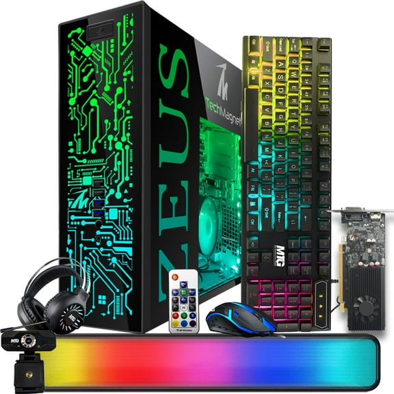 Restored TechMagnet Gaming Desktop PC,Intel i7 6th Gen,Zeus Pro 6,GT 1030 2GB DDR5,8GB RAM ARGB,256GB SSD+1TB HDD,RGB Kit,Windows 11 Pro