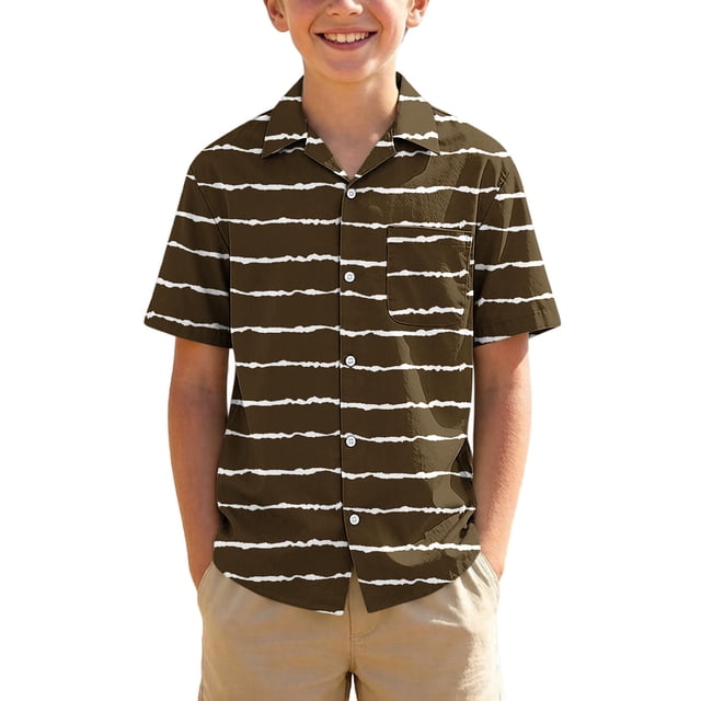 T-Shirt à Col Rabattu à Manches Courtes pour Garçons et Filles, Haut Imprimé Doux et Respirant pour Fête Décontractée
