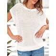thumbnail image 4 of jinghuiyue Women's Crewneck Sweater Vest Hollow Out Cap Short Sleeve Knit Crochet Shirts Beach Cover Up Summer Pullover Tops M, 4 of 7
