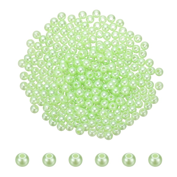 Uxcell 4mm Colored Pearls, 280Pcs Pearl Beads for Jewelry Making Round Craft Beads with Holes for Jewelry Making DIY Crafts Necklace Bracelet Earring Sewing Home Decor, Light Green