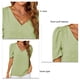 thumbnail image 2 of Top de manga corta abombada para mujer, camiseta informal holgada con cuello en V de jacquard para uso en verano, verde L, 2 of 3