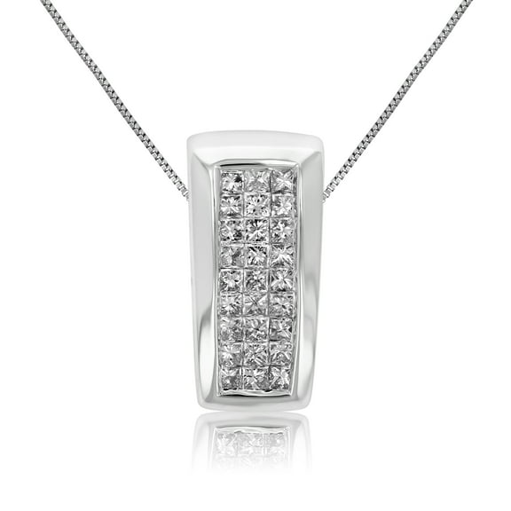 Vir Jewels 1/3 CTTW Princess Diamond Pendant Necklace in 14K White Gold 18 Inch ChaInchannel Set