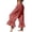 Watermelon Red, variant on Women's Linen Wide Leg Pants Casual Cropped Crinkle Design with Drawstring Waist and Loose Fit Ruffled Hem Trousers for Everyday Wear Black L