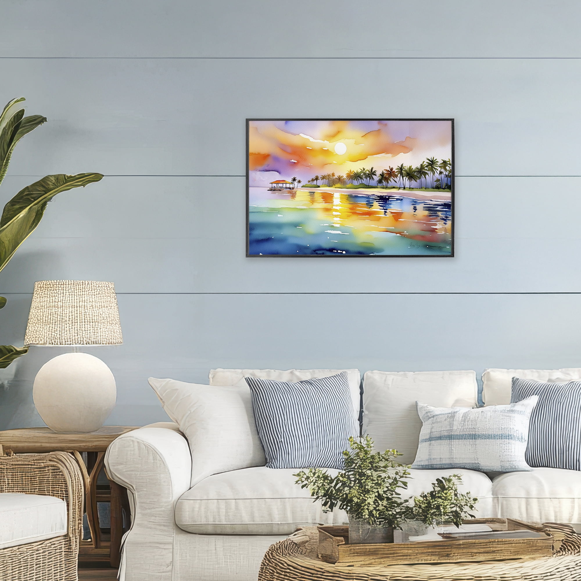 Stupell Industries Caribbean Calm Sunset Black Framed Giclee Art, design by Shelly Craig