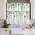 thumbnail image 2 of Eucalyptus Leaves Curtain Valances Set Sage Green Plant Kitchen Curtains 24&nbsp;inch Length Rod Pocket Valance and Tiers 3 Piece Set Small Bedroom Bathroom Laundry Decor, 2 of 9