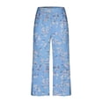 thumbnail image 7 of Erwazi Two Piece Lounge Set for Women 2 Pcs Lounge Sets Casual Short Sleeve Top and Capri Pant Pajama Loungewear Outfits, Blue, 2XL, 7 of 7