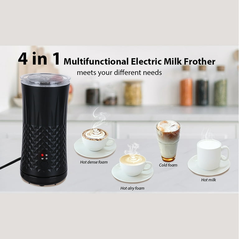 Crowdstage Milk Frother, 4-in-1 Electric Milk Steamer, Hot or Cold Foam  Maker and Drink Warmer for Cappuccinos, Lattes, Cold Brew and Iced Coffees,  8.1 oz/240ml, Black 