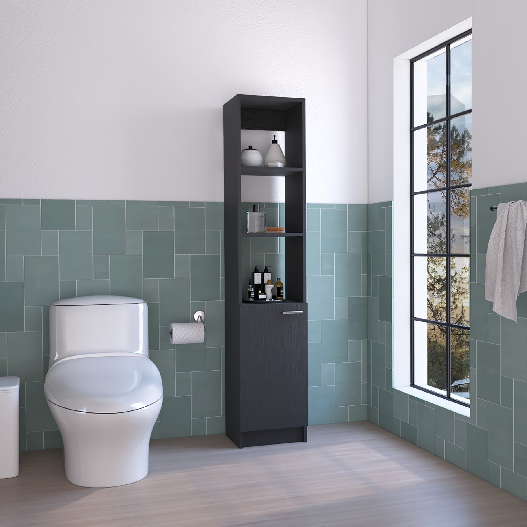 Linen with Two Interior Shelves and Three External Shelves