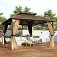 thumbnail image 2 of Gymax Pavillon à Toit Rigide 14 x 12 Pi avec Moustiquaire, Double Toit Robuste en Métal Galvanisé, 2 of 10