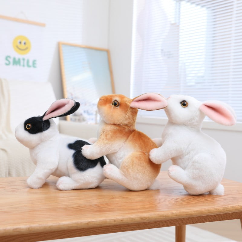 4 Pcs Bunny Stuffed Animal Plush for Easter Basket Stuffed Festival Party Favors Cute Soft Animal Plush Toys Stuffed Animals Rabbit Bulk  (White, Brown, Black, Gray)
