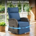 thumbnail image 4 of PARKWELL Outdoor Recliner Chair Set,Patio 360° Swivel Reclining Lounge Chair with Side Table,All-Weather Wicker Adjustable Cushioned Recliner with Footrest for Garden Balcony Yard,Brown/Navy, 4 of 10