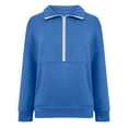 thumbnail image 4 of ATOYSOY Long Sleeve Sweatshirts Loose Shirts with Pockets for Women Solid Color Tops Outwear Fall Trendy Clearance Casual Turn Down Collar Half Zipper Pullovers Blue XL, 4 of 8