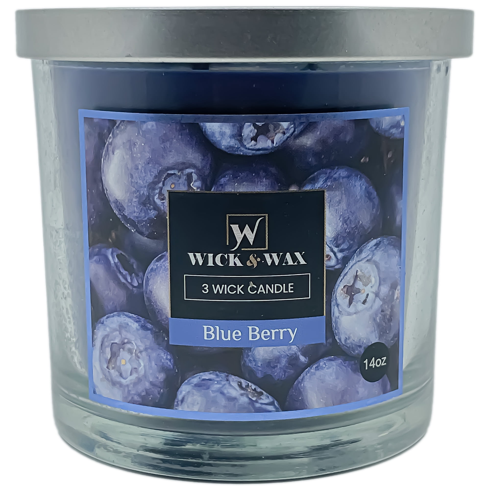 VeZee's 3 Wick 14 oz Blueberry Scented Jar Candles by Wick & Wax, Lift your spirits with the refreshing, pleasant fragrance:2 Jars