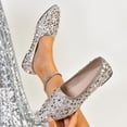 thumbnail image 5 of Womens Rose Gold Glitter Ballet Flats Pointed Toe | Sparkly Party Evening Wedding Guest Shoes | Comfortable Slip-On Sequin Flat Shoes for Women,Size 5.5, 5 of 9