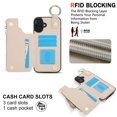thumbnail image 5 of for iPhone 16 Plus Wallet Case with Card Holders for Women Girls, Zipper Protective PU Leather Case with Finger Ring RFID Protective Kickstand for iPhone 16 Plus, White, 5 of 8