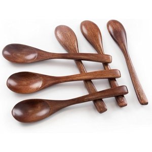 Wooden Spoons for Eating 6 PCS Small Wooden Spoons 6 Inch