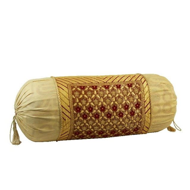 Natural Geo Yellow/Gold Gao Takiya Bolster Pillow (Set of 2)
