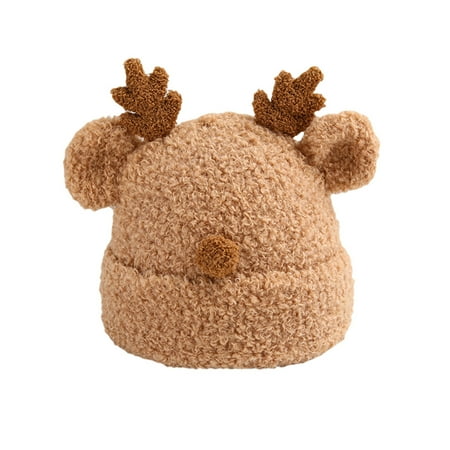 

Toddler Babys Boys Girls Wool Hat Cute Deer Pullover Hat Thickened Baby Knit Winter Warm Visor Hat Boy Hat