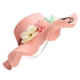 thumbnail image 2 of Sombreros de paja de verano con flores de fantasía para mujer y niña, sombrero de playa para el sol flexible con rosado Colcomx  Gorra Derby para mujer, 2 of 8