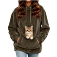 thumbnail image 5 of Oksale Pet Pouch Hoodies for Women Soft Comfy Fleece Sweatshirts with Hood with Pet Carrier Pockets Loose Long Sleeve Winter Warm Clothes Brown S, 5 of 9