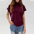 thumbnail image 5 of HAJWOH Women's Half Turtleneck Sleeve T-Shirt Solid Color Mock Neck Dolman Short Sleeve Top Casual Fashion Loose Shirt, 5 of 6