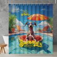 thumbnail image 2 of Hello Summer Italian Greyhound Pool Day on Watermelon Float Shower Curtain Greyhound Dog Lover Waterproof Bathroom Bathtub Curtain - 13008, 2 of 5