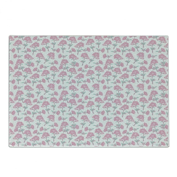 Rose Cutting Board, Tender Spring Flourish with Little Buds Hand Drawn Botanical Garden, Decorative Tempered Glass Cutting and Serving Board, Small Size, Dried Rose Seafoam, by Ambesonne