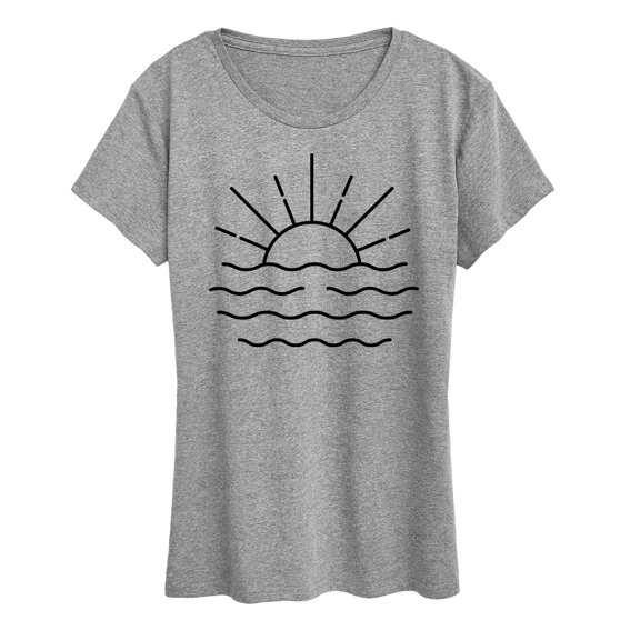 Instant Message - Ocean Sunset Linework Short Sleeve Graphic T-Shirt