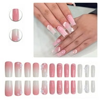 RAGUPEL 24Pcs Glue on Nails for Women,Dimensional Flower Square Press on Nails,Silver Glitter Press on Nail,Fake Nails for Photoshoots,Stage Or Red Carpet,Style3