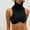Black, variant on SNKSDGM Female Summer Tank Tops for Women 2025 Plus Size Tank Tops for Women Trendy Summer Slim fit Ribbed Knit Shoulderless Top for Women High Neck and Sultry Bralette L