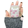thumbnail image 7 of for AirPods 2nd 1st Gen Case,Clear Cute Glitter Flower Floral Design for AirPods Case with Keychain,Women Girl Soft Smooth TPU Protective Cover for Airpods 2/1-Pink White, 7 of 7